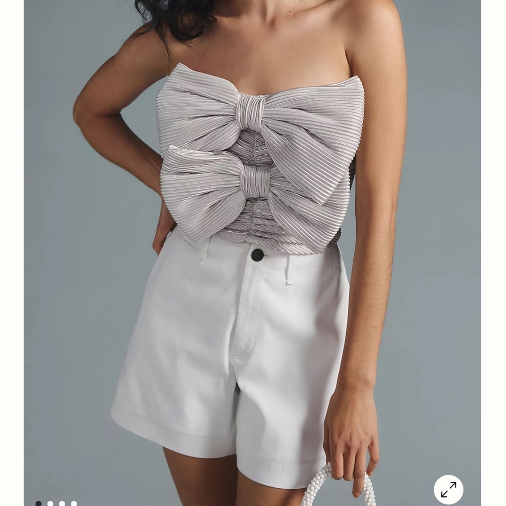 Anthropologie metallic bow top